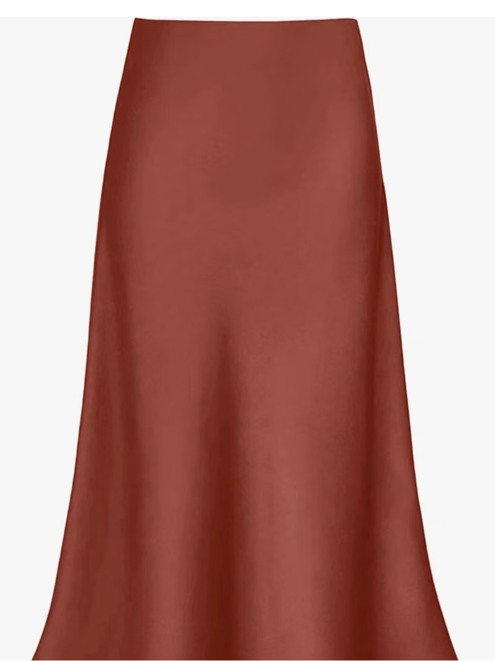 Amazon Satin Bias Midi Skirt in Rust Brown